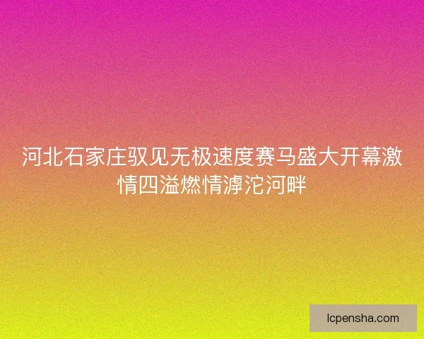 河北石家庄驭见无极速度赛马盛大开幕激情四溢燃情滹沱河畔