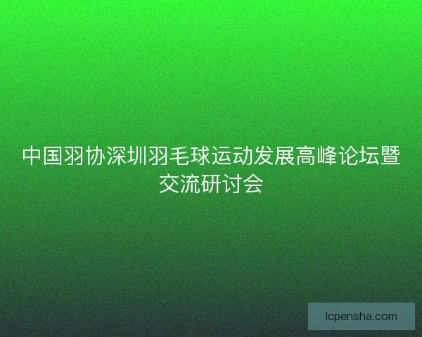 中国羽协深圳羽毛球运动发展高峰论坛暨交流研讨会